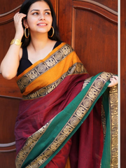 Rich Look Dual Elephant Border Narayanpet Soft Cotton Saree with Running Blouse