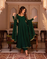 Forest Green Embellished Anarkali Gown