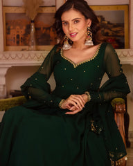 Forest Green Embellished Anarkali Gown