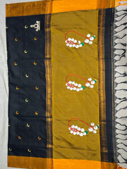 Black Chandrakor Banana Silk Blended Saree with Golden Pallu