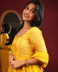 Golden Glow Yellow Georgette Anarkali