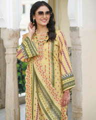 Maize Embroidered Cotton Kurta Set