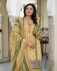 Maize Embroidered Cotton Kurta Set