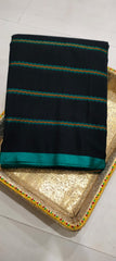 Black Soft Cotton Saree with Linings and Running Blouse