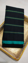 Black Soft Cotton Saree with Linings and Running Blouse