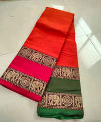 Rich Look Dual Elephant Border Narayanpet Soft Cotton Saree with Running Blouse