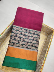 Elegant Peacock Garden Weave Heavy Border Narayanpet Saree with Running Blouse