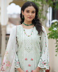 Seashell Embroidered Cotton Kurta Set