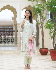 Seashell Embroidered Cotton Kurta Set