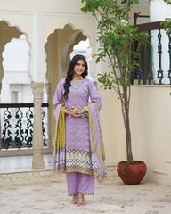 Cold Purple Embroidered Cotton Kurta Set