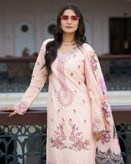 Soft Peach Embroidered Cotton Kurta Set