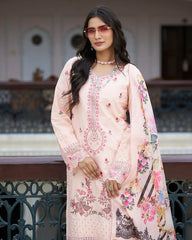 Soft Peach Embroidered Cotton Kurta Set