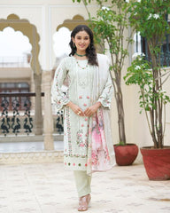 Seashell Embroidered Cotton Kurta Set