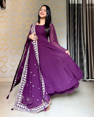 Regal Purple Anarkali Gown